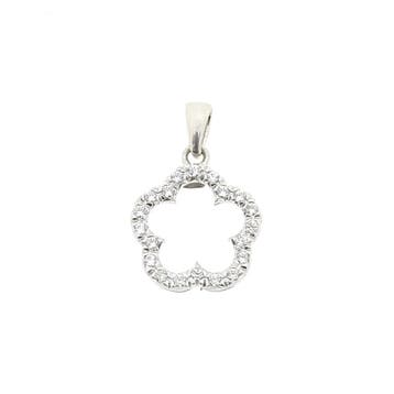 Witgouden hanger met zirconia; bloem (Hanger of bedel), Ophalen of Verzenden, Gebruikt, Goud, Overige merken