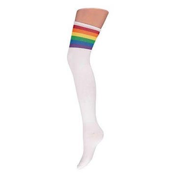 Cheerleader kousen wit / regenboog, Verzenden, Nieuw, Feestartikel