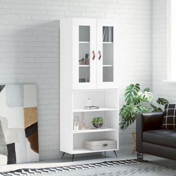 vidaXL buffetkast 69,5x34x180 cm bewerkt hout wit, Minder dan 50 cm, Verzenden, Nieuw, Minder dan 100 cm
