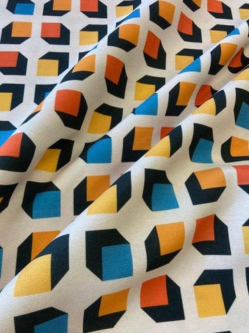 Stof met hedendaagse geometrische digitale print - Textiel -