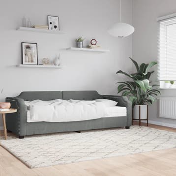 vidaXL Slaapbank met matras 80x200 cm stof donkergrijs, Eenpersoons, Verzenden, Nieuw, 80 cm