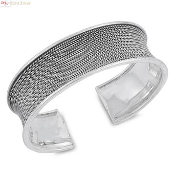 Zilveren design bangle klemarmband 28 mm, Sieraden, Tassen en Uiterlijk, Armbanden, Verzenden, Nieuw, Zilver