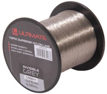 Ultimate Topix nylon invisible grey 1200m 0,26mm 4,08kg, Watersport en Boten, Hengelsport | Algemeen, Verzenden, Nieuw, Overige typen