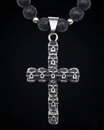 Lavasteen - Kruis - Memento Mori – Spirituele Arm –