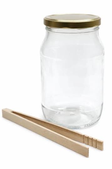 Glazen Pot 1.7 liter inclusief houten tang, Verzenden, Nieuw