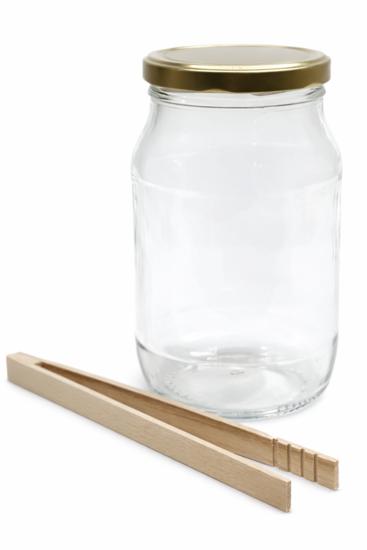 Glazen Pot 1.7 liter inclusief houten tang, Huis en Inrichting, Keuken | Keukenbenodigdheden, Nieuw, Verzenden