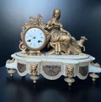 Figurale pendule Napoleon III stijl Albast, Zinklegering,