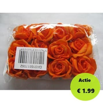 Mini Foam Roos Oranje Zelfklevend 2 cm Pak, Ophalen of Verzenden, Nieuw