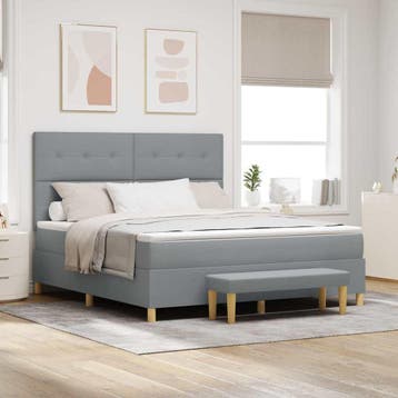 vidaXL Boxspring bed met hoofdeinde Lichtgrijs 200 x 180 cm, Verzenden, Nieuw, Tweepersoons