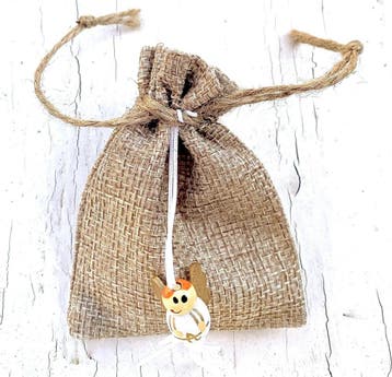 Jute giftbags met hartvormig kraft kaartje aan jute touw, Verzenden, Nieuw