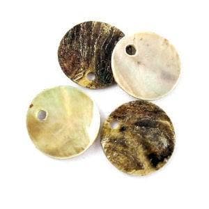 20 x Parelmoer bedeltjes – beige grijs – 12,5 mm – gat, Ophalen of Verzenden, Nieuw, Bedel