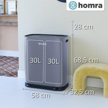 2dekans | Homra Rockx Pedaalemmer 60 Liter - Duo Prullenbak, Ophalen of Verzenden, Zo goed als nieuw
