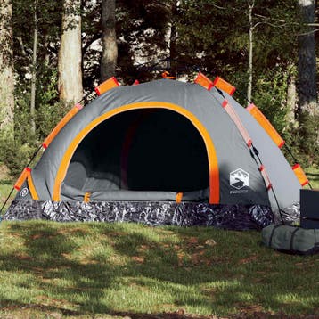 vidaXL Tent 3-persoons snelontgrendeling grijs en oranje, Verzenden, Nieuw, Tot en met 2