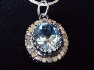 Zonder minimumprijs - Ketting met hanger Zilver, 0.50 Ct, Sieraden, Tassen en Uiterlijk, Antieke sieraden