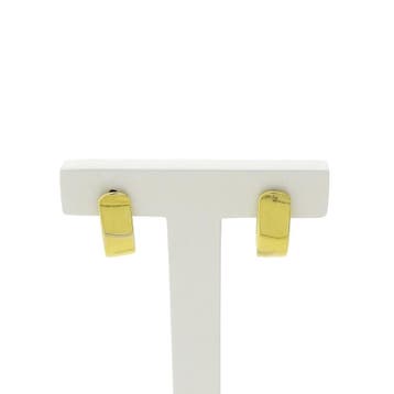 9 Karaat halfronde oorbellen met zirconia, Sieraden, Tassen en Uiterlijk, Oorbellen, Gebruikt, Geel, Ophalen of Verzenden, Met edelsteen