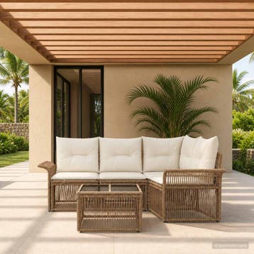 vidaXL Tuinbankenset 5 st Beige poly rattan, Verzenden, Nieuw, 5 zitplaatsen
