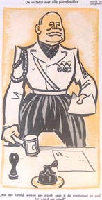 Spotprent over de Dictatuur van Mussolini in Italië, Verzenden