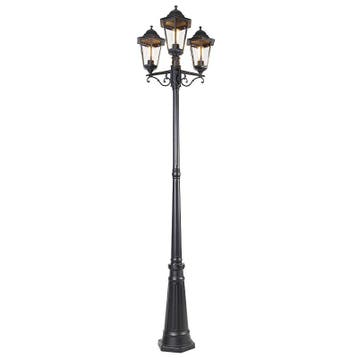 Buitenlantaarn zwart 220 cm 3-lichts IP44 - Havana, Tuin en Terras, Buitenverlichting, Verzenden, Nieuw, Aluminium