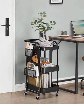 Keukentrolley wit met 3 lagen, manden en gatenpanelen, Huis en Inrichting, Tafels | Eettafels, Verzenden, Nieuw