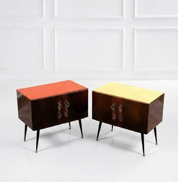 Manifattura Italiana - Nachtkastje - hout, Formica, messing
