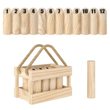 Mölkky Spel Werpenspel Hout Kubb Vikingspel Met 12 Kegels 1, Verzenden, Nieuw