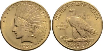 10 Dollar 1932 Vereinigte Staaten von Amerika Indian Head, Verzenden