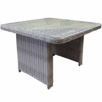 Bilbao lounge-diningtafel 110x110xH70 cm wit grijs, Tuin en Terras, Ophalen of Verzenden, Nieuw, Wicker