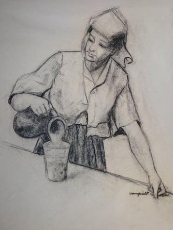 Frans Van Giel (1892-1975) - Het melkmeisje - omgeving van, Antiek en Kunst