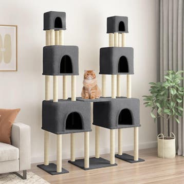 vidaXL Kattenmeubel met sisal krabpalen 199 cm donkergrijs, Verzenden, Nieuw