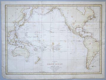 Pacific Ocean - met de route die La Pérouse heeft afgelegd;, Nieuw