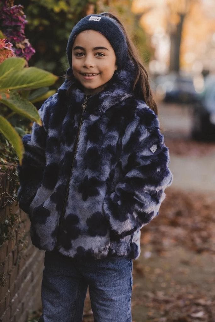 Reversibel Winterjas Imitatie Bont Navy Flower Bomb 110, Kinderen en Baby's, Kinderkleding | Maat 110, Meisje, Nieuw, Jas, Ophalen of Verzenden