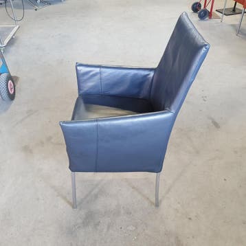 Antraciet lederen fauteuil / armchair (alleen per set), Ophalen of Verzenden, Nieuw