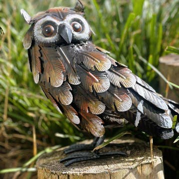 sculptuur, Fraaie uil - 22 cm - IJzer