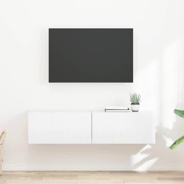 vidaXL TV Wandkast 2 st Glanzend Wit Bewerkt hout, Huis en Inrichting, Minder dan 50 cm, Verzenden, Nieuw, Minder dan 100 cm