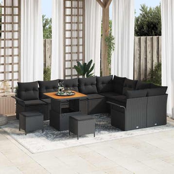 vidaXL Tuin Sofa Set met kussen met opslag met kussen 12 pcs, Verzenden, Nieuw, Rotan, 2 zitplaatsen