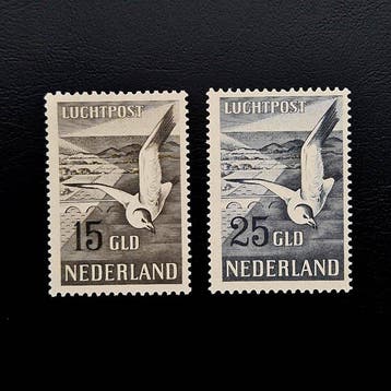 Nederland 1951 - Luchtpost Meeuw 15G & 25G - Postfris -, Postzegels en Munten, Gestempeld