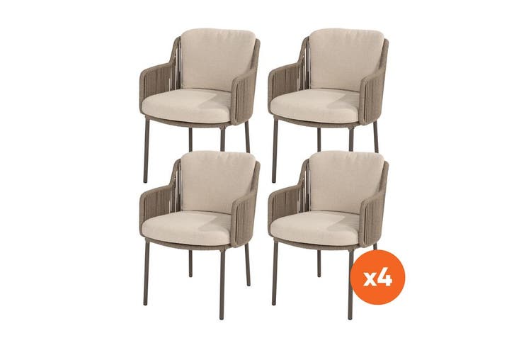 Set van 4 - 4SO Bernini dining tuinstoel in terre, Tuin en Terras, Tuinsets en Loungesets, Nieuw, Overige materialen, Verzenden