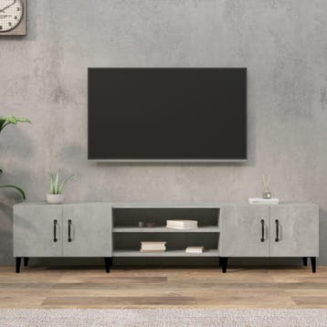 vidaXL Tv-meubel 180x31,5x40 cm bewerkt hout betongrijs, Verzenden, 150 tot 200 cm, Nieuw, Minder dan 100 cm