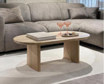 Salontafel Lazlo ovaal eiken 110x55x38 cm - Naturel, Huis en Inrichting, Tafels | Salontafels, Ophalen of Verzenden, Nieuw