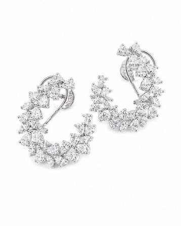 Cocktail oorbellen - 18 karaat Witgoud - 5.17ct. tw. Diamant