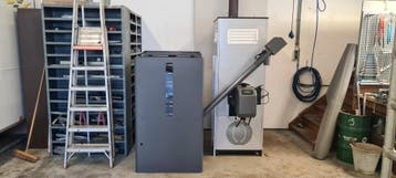 Pellet luchtverwarming Nova 50 industrie warehouse heater, Nieuw, Ophalen of Verzenden, Pelletkachel, Vrijstaand