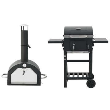 vidaXL Pizzaoven en barbecue 3-in-1 zwart, Tuin en Terras, Houtskoolbarbecues, Verzenden, Nieuw