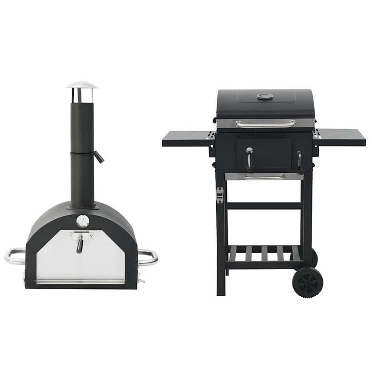 vidaXL Pizzaoven en barbecue 3-in-1 zwart, Tuin en Terras, Houtskoolbarbecues, Nieuw, Verzenden