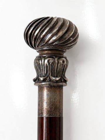 Italian Walking Stick with Large 925 Sterling Silver (10 gr), Antiek en Kunst
