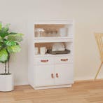 vidaXL buffetkast 67x40x108,5 cm massief grenenhout wit, Verzenden, 100 tot 150 cm, Nieuw, 50 tot 100 cm