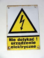 Emailleschild Oud emailleschild Waarschuwing:, Antiek en Kunst, Antiek | Wandborden en Tegels