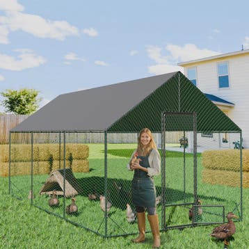 Ruime Metalen Kippenren met Dak - Weerbestendig en Roofdierp, Verzenden, Nieuw