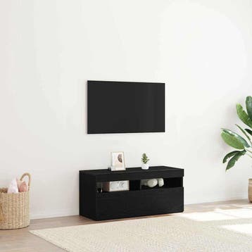 vidaXL TV-kast 90 x 35 x 40 cm Zwart Eiken Bewerkt hout, Huis en Inrichting, Kasten | Televisiemeubels, Minder dan 50 cm, Verzenden