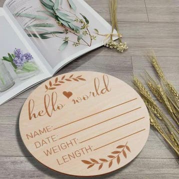 Houten Geboorte Aankondiging Bord 'Hello World' - Baby Welko, Verzenden, Nieuw