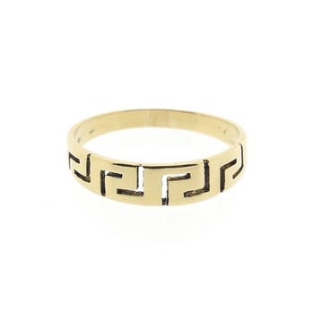 Vintage gouden ring met meander patroon, Gebruikt, 19 tot 20, Ophalen of Verzenden, Dame of Heer
